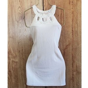 Nude with pearls neck dress 👗